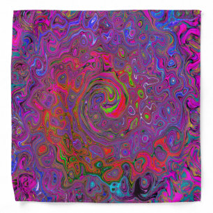 Psychedelic Groovy Magenta Retro Liquid Swirl Bandana