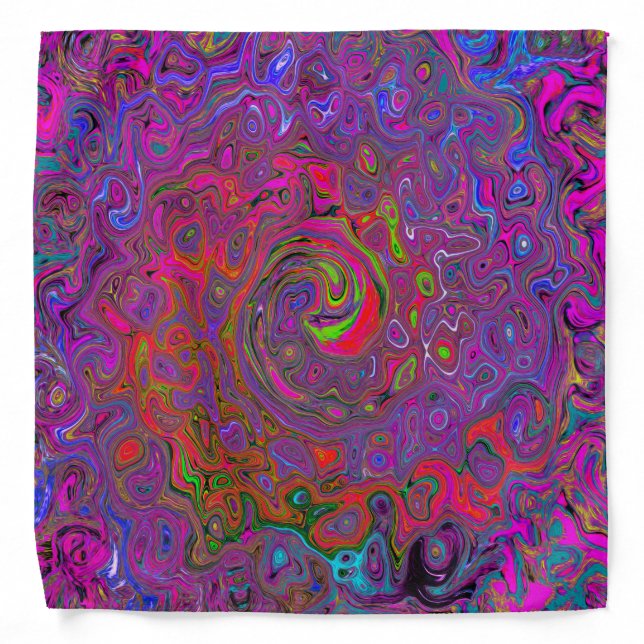 Psychedelic Groovy Magenta Retro Liquid Swirl Bandana (Front)