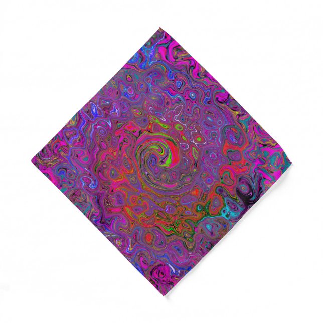 Psychedelic Groovy Magenta Retro Liquid Swirl Bandana (Front)