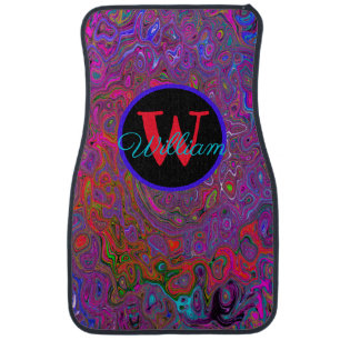 Psychedelic Groovy Magenta Retro Liquid Swirl Car Floor Mat