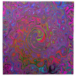 Psychedelic Groovy Magenta Retro Liquid Swirl Cloth Napkin