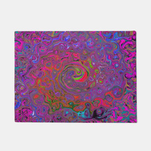 Psychedelic Groovy Magenta Retro Liquid Swirl Doormat