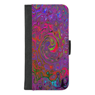 Psychedelic Groovy Magenta Retro Liquid Swirl iPhone 8/7 Plus Wallet Case