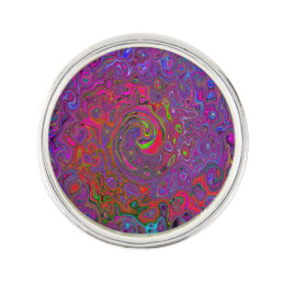 Psychedelic Groovy Magenta Retro Liquid Swirl Lapel Pin