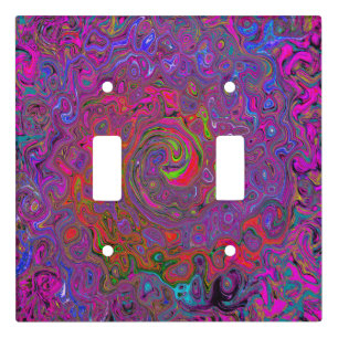 Psychedelic Groovy Magenta Retro Liquid Swirl Light Switch Cover