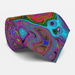 Psychedelic Groovy Magenta Retro Liquid Swirl Neck Tie