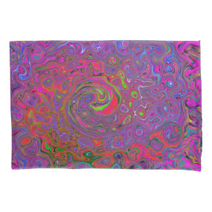 Psychedelic Groovy Magenta Retro Liquid Swirl Pillow Case