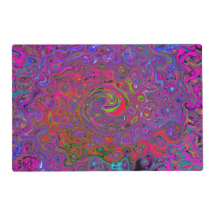 Psychedelic Groovy Magenta Retro Liquid Swirl Placemat