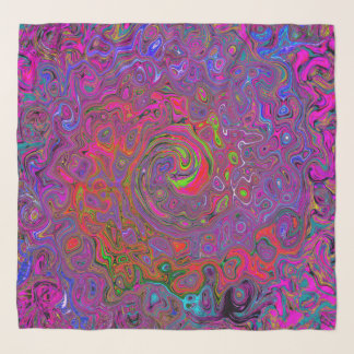 Psychedelic Groovy Magenta Retro Liquid Swirl Scarf