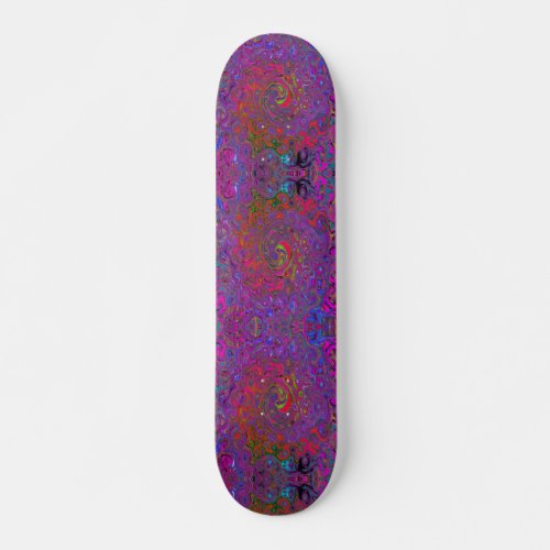 Psychedelic Groovy Magenta Retro Liquid Swirl Skateboard