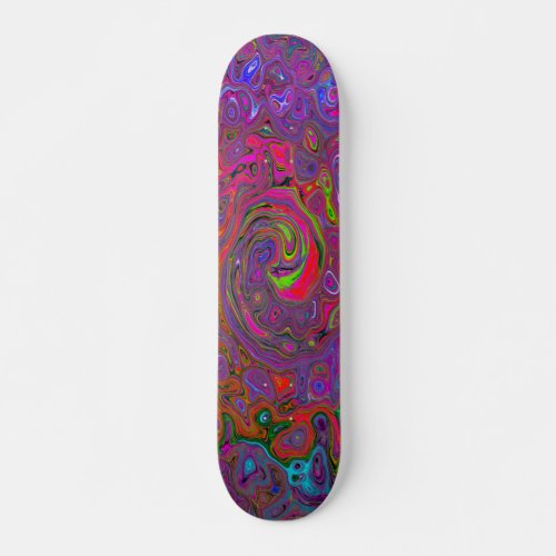 Psychedelic Groovy Magenta Retro Liquid Swirl Skateboard