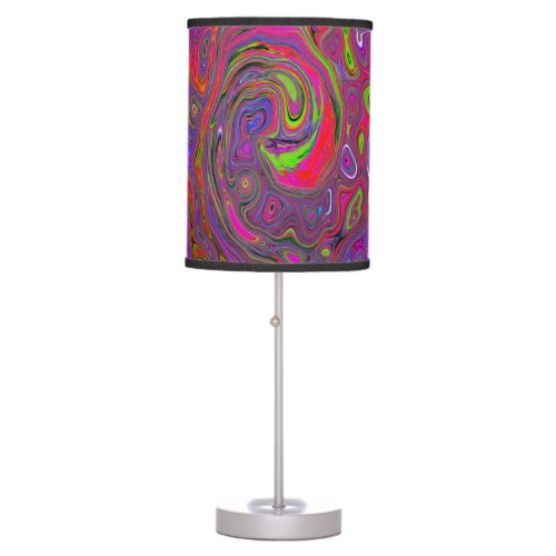 Psychedelic Groovy Magenta Retro Liquid Swirl Table Lamp