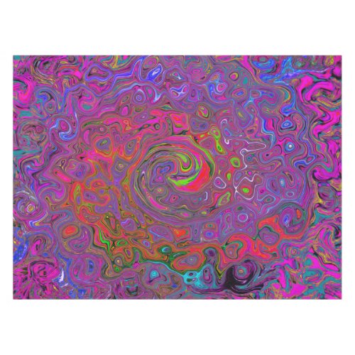 Psychedelic Groovy Magenta Retro Liquid Swirl Tablecloth