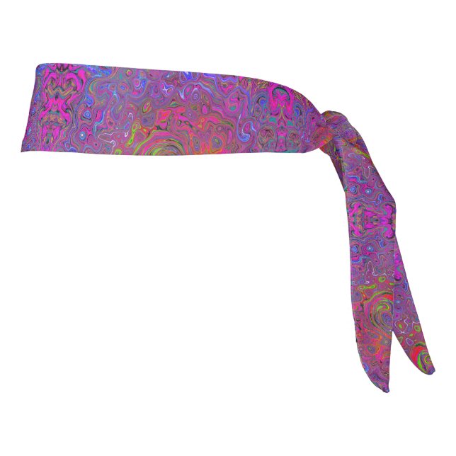 Psychedelic Groovy Magenta Retro Liquid Swirl Tie Headband (Rotate 90)
