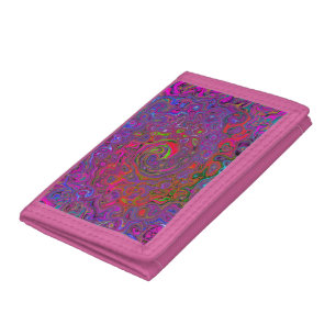 Psychedelic Groovy Magenta Retro Liquid Swirl Trifold Wallet