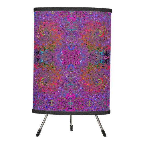 Psychedelic Groovy Magenta Retro Liquid Swirl Tripod Lamp