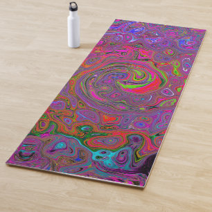 Psychedelic Groovy Magenta Retro Liquid Swirl Yoga Mat