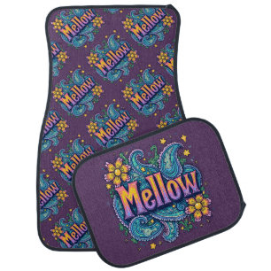 Psychedelic Groovy "Mellow" Retro Hippie Art Car Floor Mat