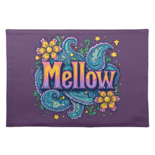 Psychedelic Groovy "Mellow" Retro Hippie Art Cloth Placemat
