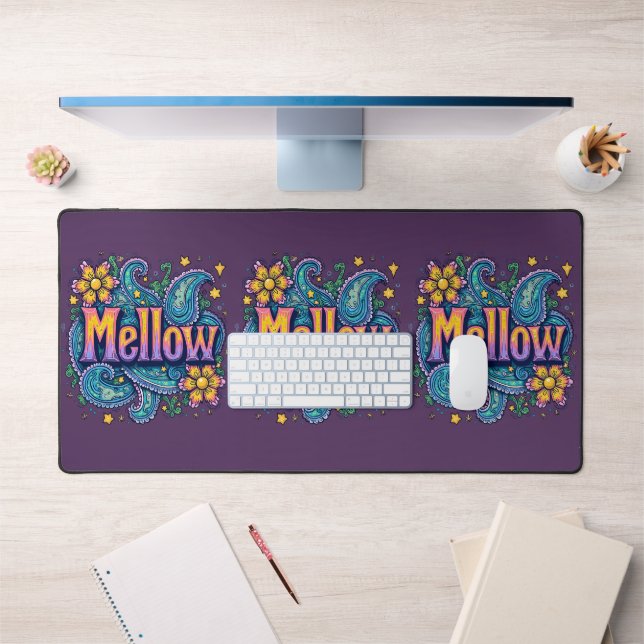 Psychedelic Groovy "Mellow" Retro Hippie Art Desk Mat (Office 1)