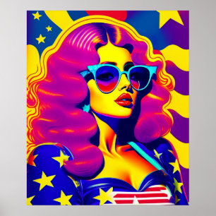 Psychedelic Groovy Stars Sensation Vintage Girl Po Poster