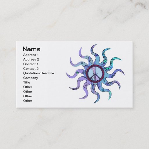 Customizable Psychedelic Groovy Trippy Blue Peace Sign Business Card Templates