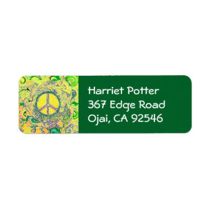 Psychedelic Groovy Trippy Fine Peace Sign Label