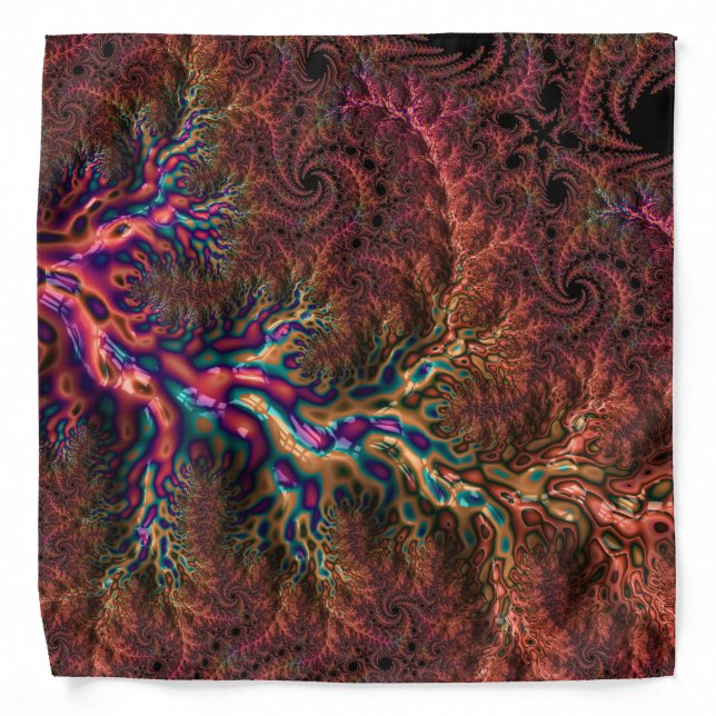 Psychedelic Groovy Trippy Funky Colorful Fractal Bandana (Front)