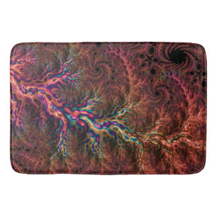 Psychedelic Groovy Trippy Funky Colorful Fractal Bath Mat