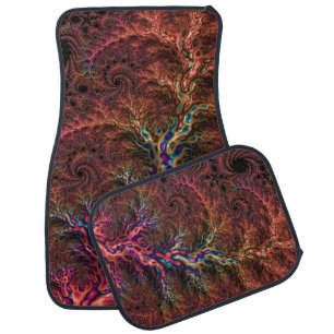 Psychedelic Groovy Trippy Funky Colorful Fractal Car Floor Mat