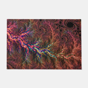 Psychedelic Groovy Trippy Funky Colorful Fractal Doormat