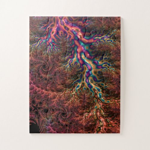 Psychedelic Groovy Trippy Funky Colorful Fractal Jigsaw Puzzle