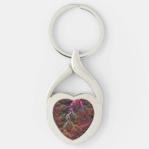 Psychedelic Groovy Trippy Funky Colorful Fractal Keychain