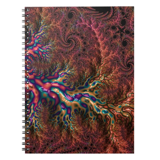 Psychedelic Groovy Trippy Funky Colorful Fractal Notebook (Front)