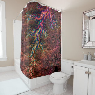 Psychedelic Groovy Trippy Funky Colorful Fractal Shower Curtain