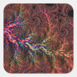 Psychedelic Groovy Trippy Funky Colorful Fractal Square Sticker