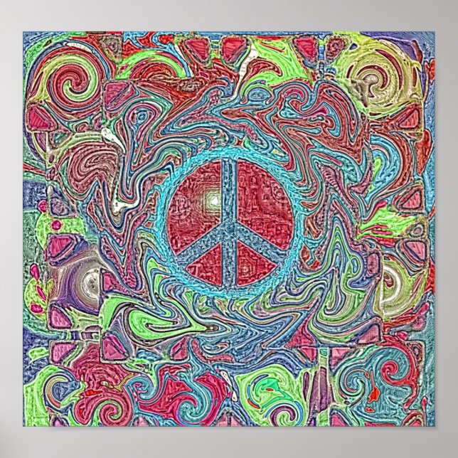 Psychedelic Groovy Trippy Peace Sign (Front)