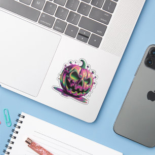 Psychedelic Grumpy Pumpkin Halloween Sticker