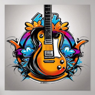 Psychedelic Guitar T-Shirt Poster