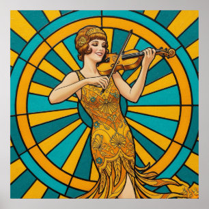 Psychedelic Guitarist Poster Vibrant Retro Music