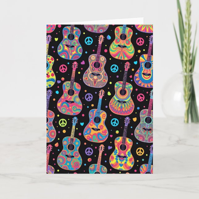 Psychedelic Guitars Birthday Card (Front)