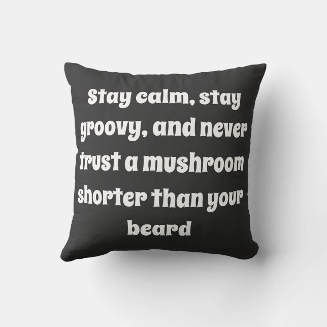 Psychedelic Guru Trippy Hippie Mushroom  Throw Pillow (Back)