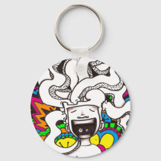 Psychedelic Happy Brain Keychain