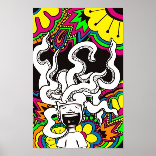 Psychedelic Happy Brain Poster