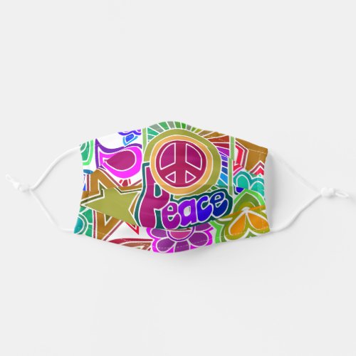 Psychedelic Hearts and Stars Art Cloth Face Mask