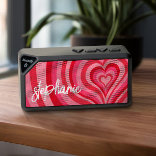 Psychedelic Hearts Calligraphy Script Name Pinks Bluetooth Speaker