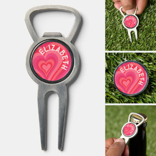 Psychedelic Hearts Calligraphy Script Name Pinks Divot Tool
