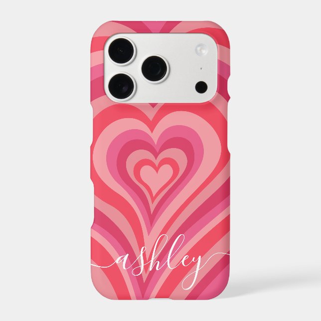 Psychedelic Hearts Calligraphy Script Name Pinks Iphone Case (Back)