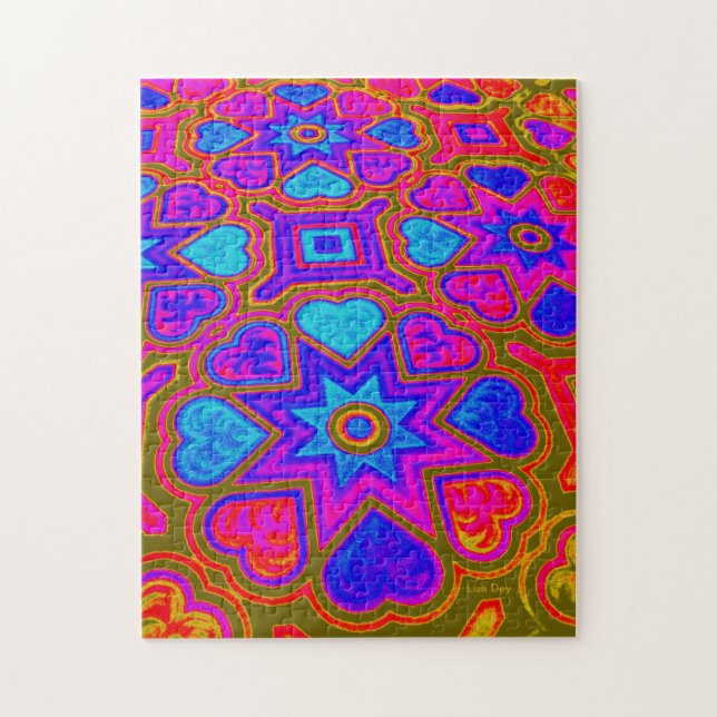 Psychedelic Hearts Jigsaw Puzzle (Vertical)