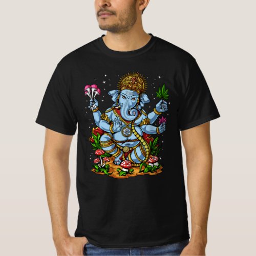 Psychedelic Hindu God Ganesha Weed TShirt